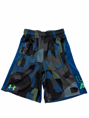 Under Armour Boys Medium 10/12 Athletic Activewear Sporty Shorts Blue Green